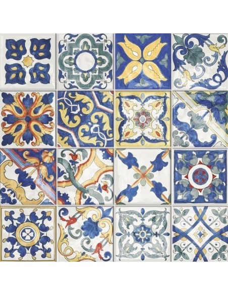 Decoro In Gres Porcellanato Caltagirone Mix Mare Lucido 15x15cm